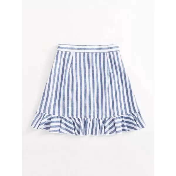 WDIRARA Women's Mid Waist Gingham Print Asymmetrical Wrap Knotted Skirt Black and White