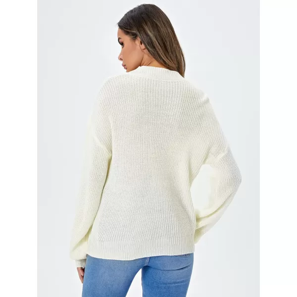 WDIRARA Women's Mock Neck Long Sleeve Crop Sweater Casual Rib Knit Top