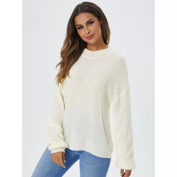 WDIRARA Women's Mock Neck Long Sleeve Crop Sweater Casual Rib Knit Top