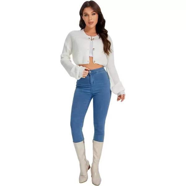WDIRARA Women's Mock Neck Long Sleeve Crop Sweater Casual Rib Knit Top