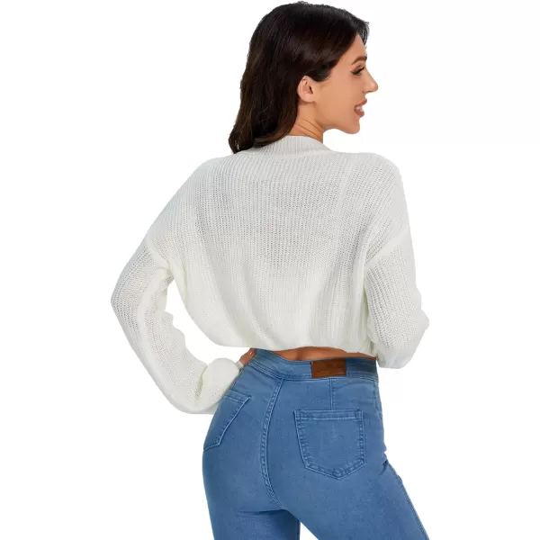 WDIRARA Women's Mock Neck Long Sleeve Crop Sweater Casual Rib Knit Top