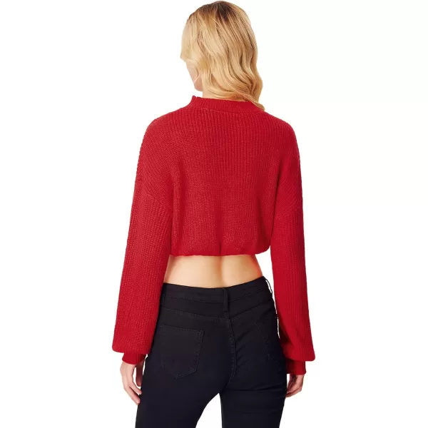 WDIRARA Women's Mock Neck Long Sleeve Crop Sweater Casual Rib Knit Top