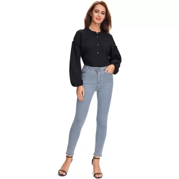 WDIRARA Women's Mock Neck Long Sleeve Crop Sweater Casual Rib Knit Top