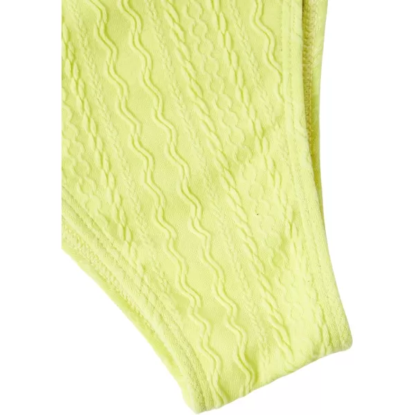 WDIRARA Women's Notched V Neck Bikini Swimsuit 2 Piece Textured Swimsuit Bathing Suits
