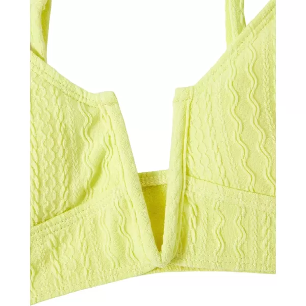 WDIRARA Women's Notched V Neck Bikini Swimsuit 2 Piece Textured Swimsuit Bathing Suits