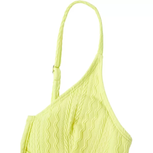 WDIRARA Women's Notched V Neck Bikini Swimsuit 2 Piece Textured Swimsuit Bathing Suits