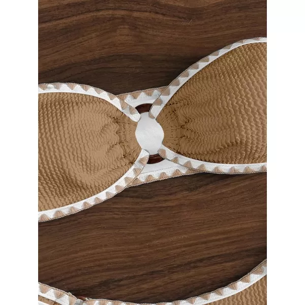 WDIRARA Women's O Ring Strapless Bandeau Bikini Swimsuit Cut Out Swimwear