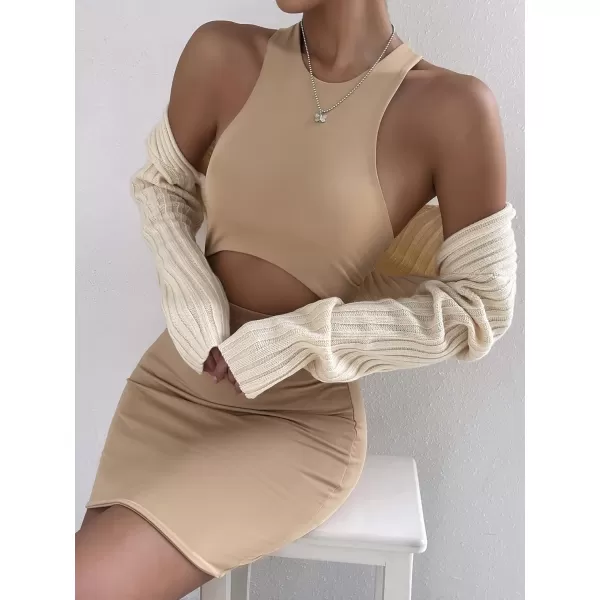WDIRARA Women's Open Front Drop Shoulder Rib-Knit Long Sleeve Cropped Cardigan Shrug