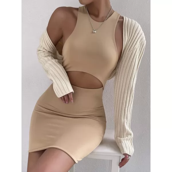 WDIRARA Women's Open Front Drop Shoulder Rib-Knit Long Sleeve Cropped Cardigan Shrug