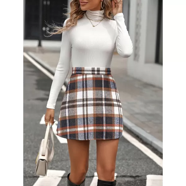 WDIRARA Women's Plaid High Waist Bodycon Skirt Casual Stretch Short Skirts