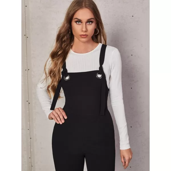 WDIRARA Women's Plaid Overall Straps High Waist Pinafore Casual Jumpsuit with Pocket