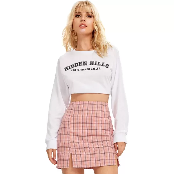 WDIRARA Women's Plaid Skirt High Waist Split Front Zip Up Mini Bodycon Skirt