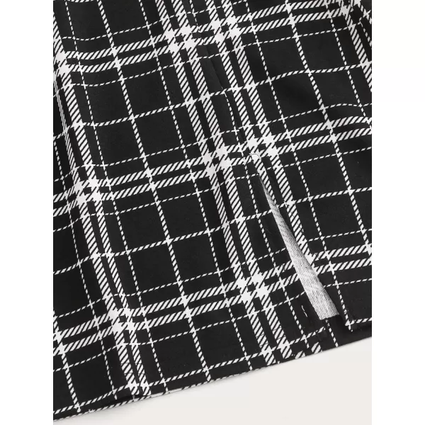 WDIRARA Women's Plaid Skirt High Waist Split Front Zip Up Mini Bodycon Skirt