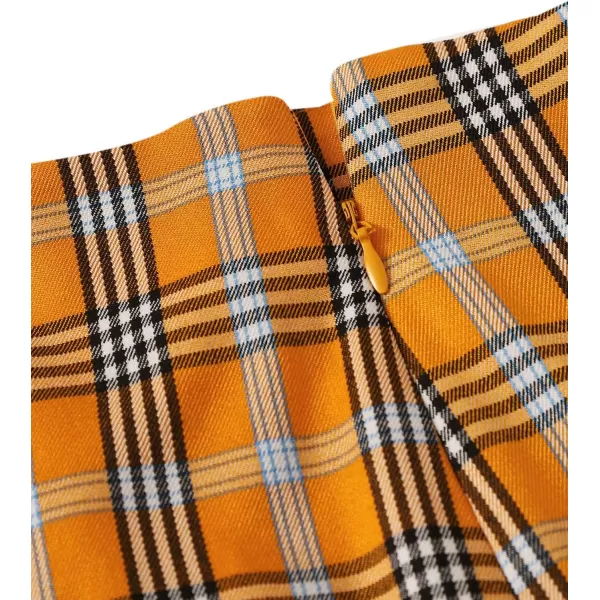 WDIRARA Women's Plaid Skirt High Waist Split Front Zip Up Mini Bodycon Skirt