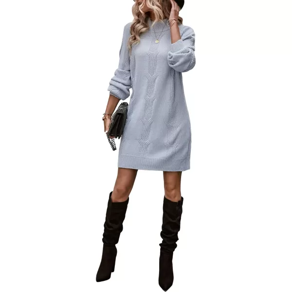 WDIRARA Women's Plaid Tweed Mock Neck Lantern Long Sleeve Dress Casual A Line Dresses