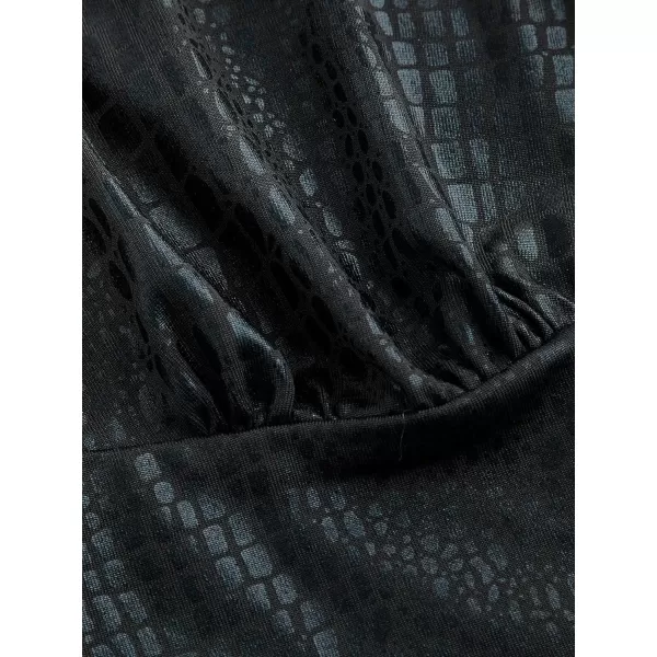 WDIRARA Women's Plus Size Crocodile Pattern Deep V Neck Sleeveless Party Crop Halter Top