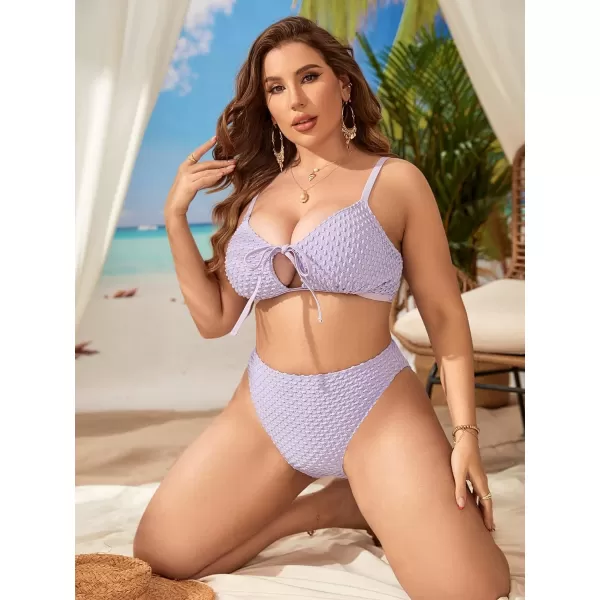 WDIRARA Women's Plus Size Cut Out Tie Front Bikini Top Swimwear Bathing Suit Tops