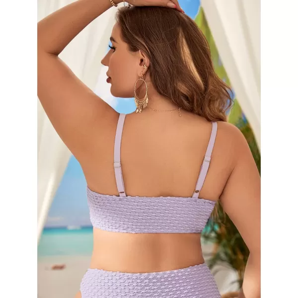 WDIRARA Women's Plus Size Cut Out Tie Front Bikini Top Swimwear Bathing Suit Tops