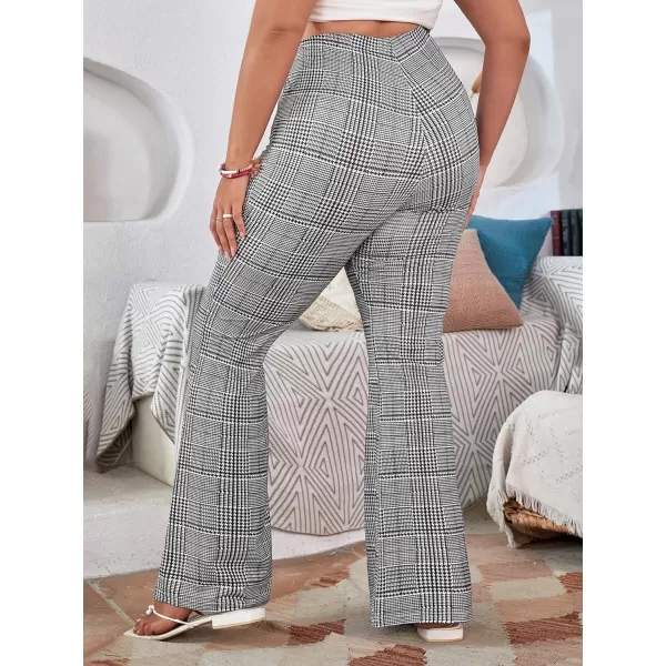 WDIRARA Women's Plus Size Elastic High Waist Flare Bell Bottom Ribbed Knit Long Pants