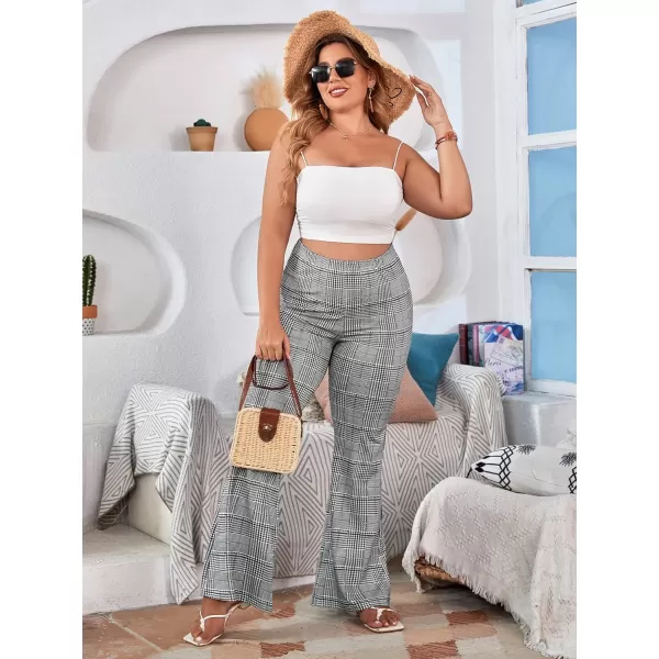 WDIRARA Women's Plus Size Elastic High Waist Flare Bell Bottom Ribbed Knit Long Pants