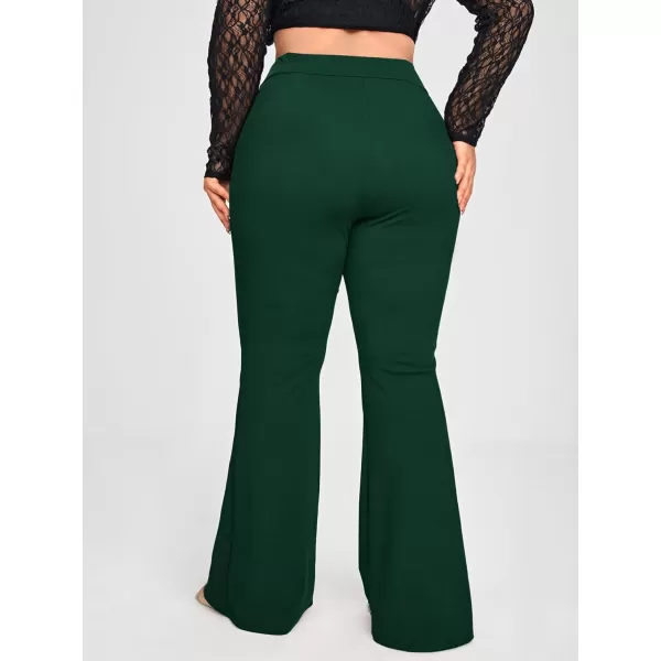 WDIRARA Women's Plus Size Elastic High Waist Flare Bell Bottom Ribbed Knit Long Pants