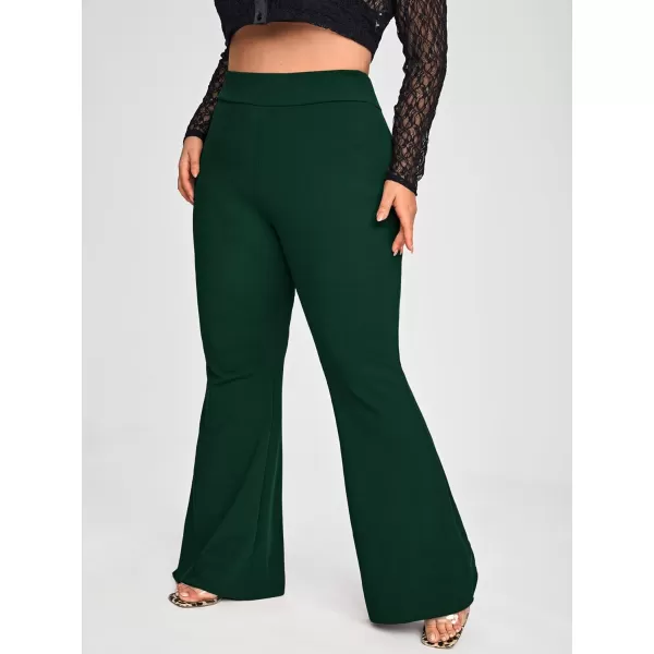 WDIRARA Women's Plus Size Elastic High Waist Flare Bell Bottom Ribbed Knit Long Pants