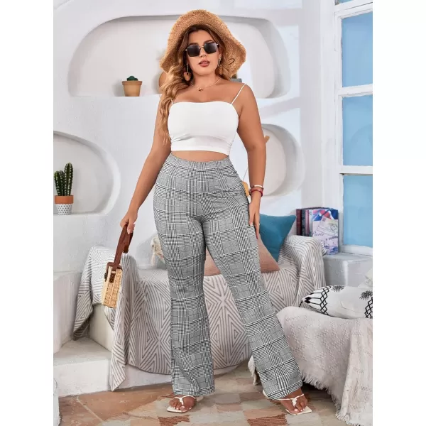 WDIRARA Women's Plus Size Elastic High Waist Flare Bell Bottom Ribbed Knit Long Pants