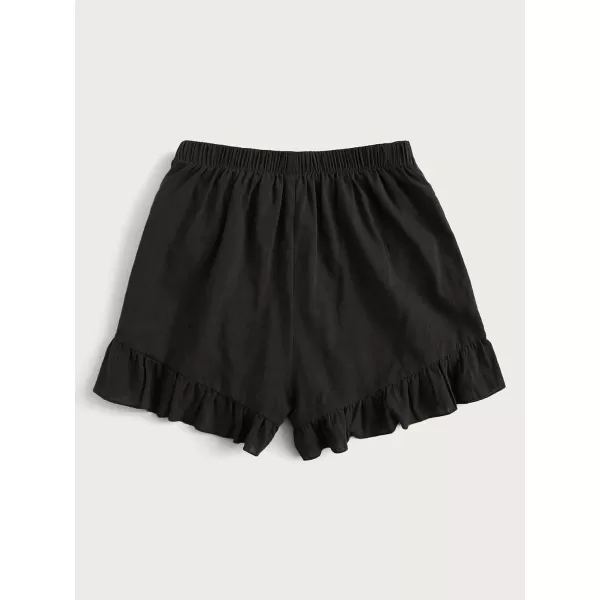 WDIRARA Women's Plus Size Elastic Waist Wrap Tie Side Ruffle Trim Skort Skirt Shorts