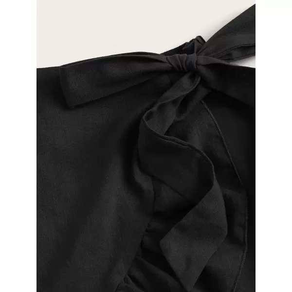WDIRARA Women's Plus Size Elastic Waist Wrap Tie Side Ruffle Trim Skort Skirt Shorts