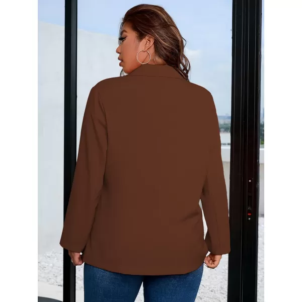 WDIRARA Women's Plus Size Elegant Single Breasted Lapel Collar Solid Casual Work Blazer