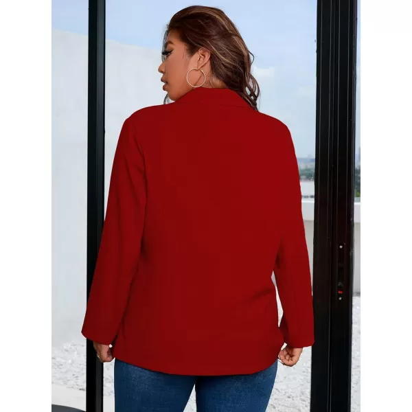 WDIRARA Women's Plus Size Elegant Single Breasted Lapel Collar Solid Casual Work Blazer