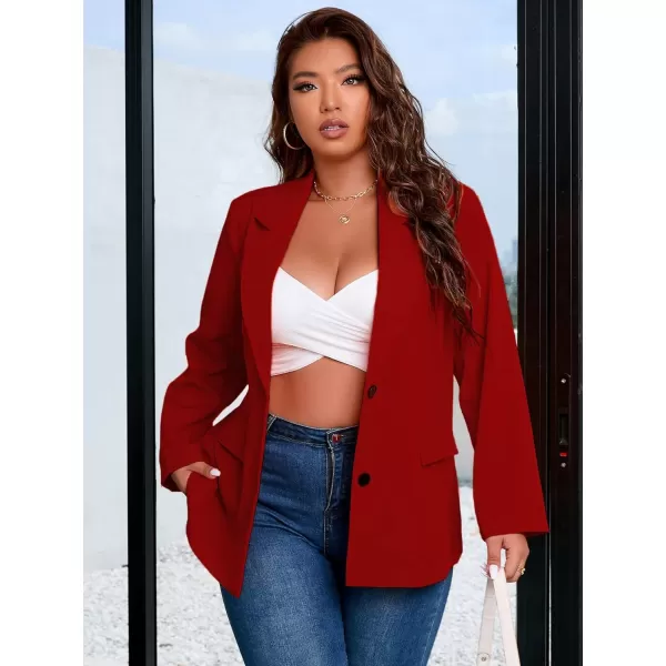 WDIRARA Women's Plus Size Elegant Single Breasted Lapel Collar Solid Casual Work Blazer