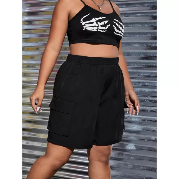 WDIRARA Women's Plus Size High Waist Bermuda Casual Cargo Shorts with Pockets