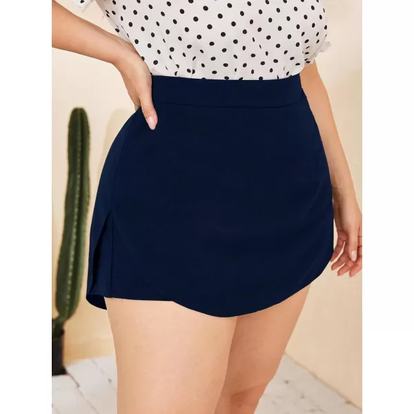 WDIRARA Women's Plus Size High Waist Button Side Skort Casual Skirt Shorts