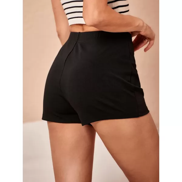 WDIRARA Women's Plus Size High Waist Double Button Shorts Solid Casual Shorts