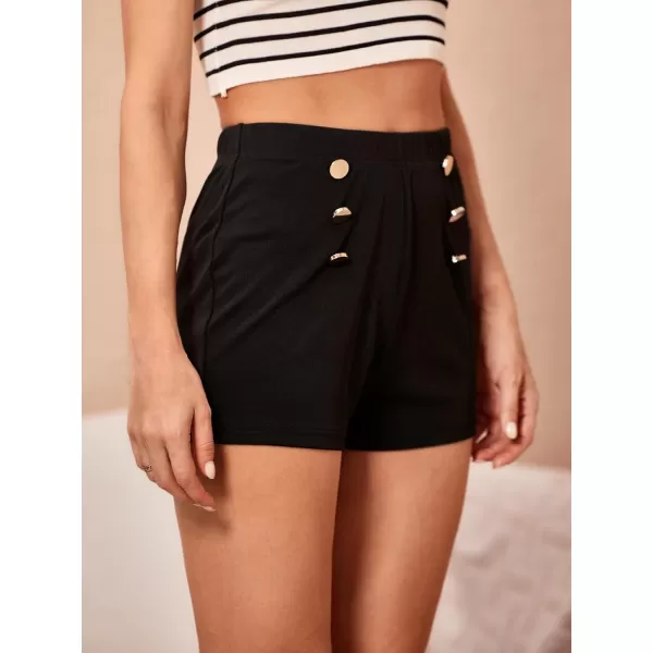 WDIRARA Women's Plus Size High Waist Double Button Shorts Solid Casual Shorts