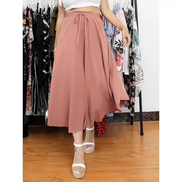 WDIRARA Women's Plus Size High Waist Flared Tie Front Casual Swing Skirt Maxi Draped Skirt for Women