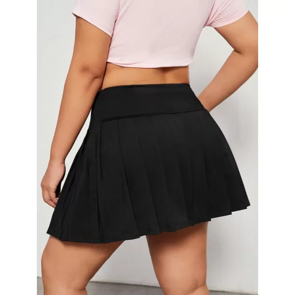 WDIRARA Women's Plus Size High Waist Pleated Hem Skort Casual Shorts