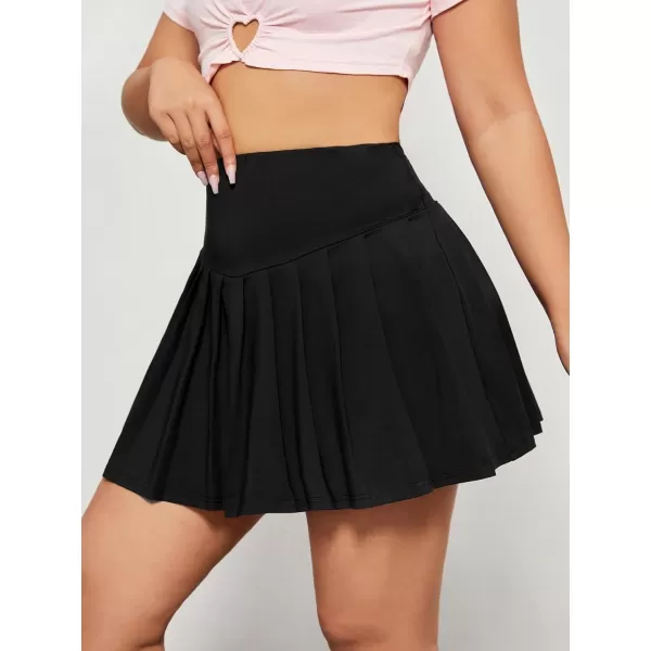 WDIRARA Women's Plus Size High Waist Pleated Hem Skort Casual Shorts