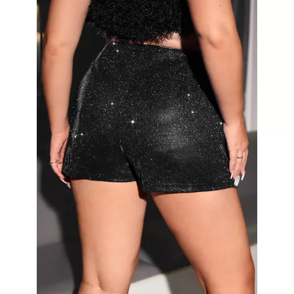 WDIRARA Women's Plus Size High Waisted Glitter Skort Wrap Split Hem Bodycon Party Club Skirt Shorts