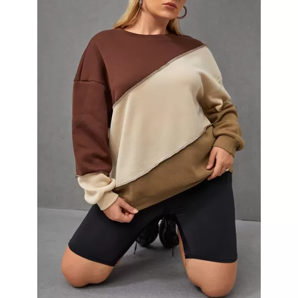 WDIRARA Women's Plus Size Letter Print Round Neck Long Sleeve Sweatshirt Pullover Tops