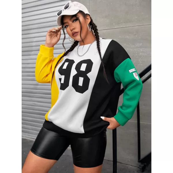 WDIRARA Women's Plus Size Letter Print Round Neck Long Sleeve Sweatshirt Pullover Tops