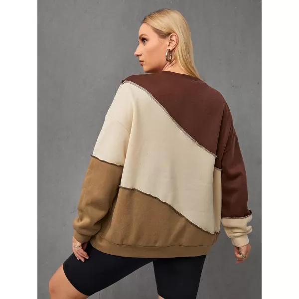 WDIRARA Women's Plus Size Letter Print Round Neck Long Sleeve Sweatshirt Pullover Tops