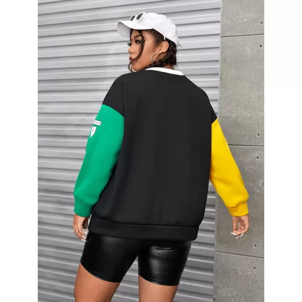 WDIRARA Women's Plus Size Letter Print Round Neck Long Sleeve Sweatshirt Pullover Tops
