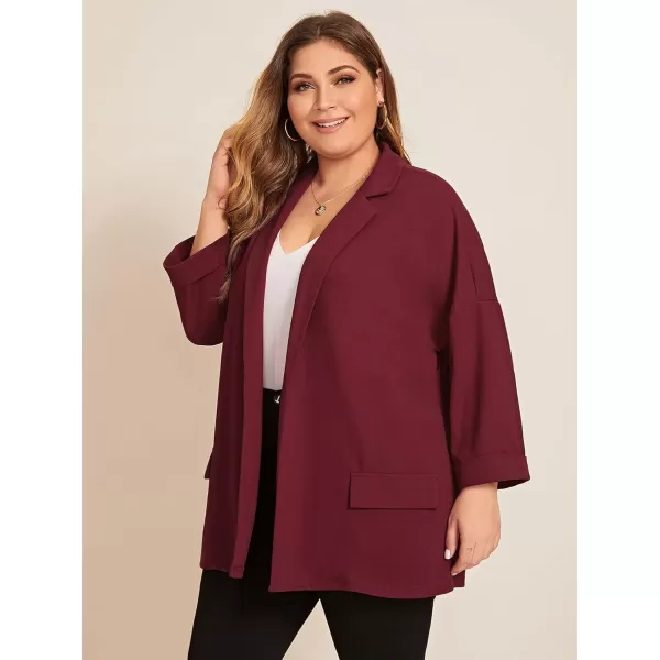 WDIRARA Women's Plus Size Long Sleeve Blazer Casual Open Front Cardigan Jacket