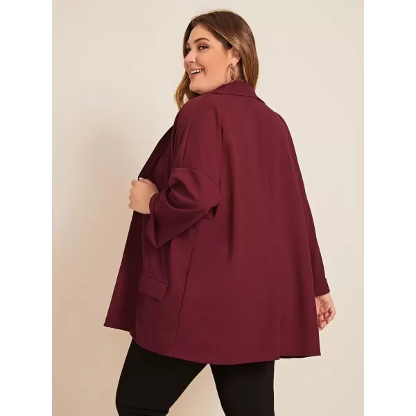 WDIRARA Women's Plus Size Long Sleeve Blazer Casual Open Front Cardigan Jacket
