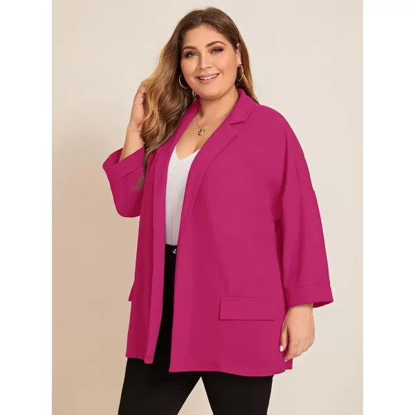 WDIRARA Women's Plus Size Long Sleeve Blazer Casual Open Front Cardigan Jacket