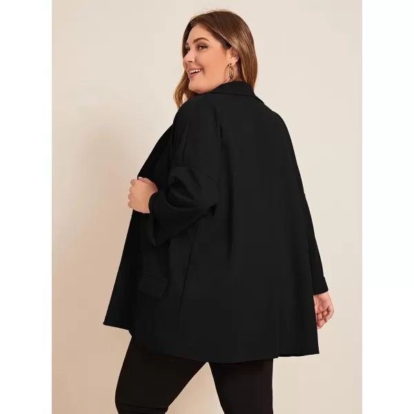 WDIRARA Women's Plus Size Long Sleeve Blazer Casual Open Front Cardigan Jacket