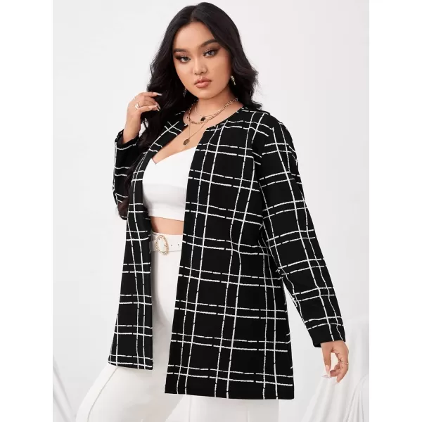 WDIRARA Women's Plus Size Long Sleeve Blazer Casual Open Front Cardigan Jacket