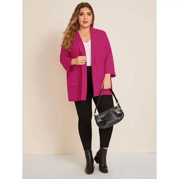WDIRARA Women's Plus Size Long Sleeve Blazer Casual Open Front Cardigan Jacket